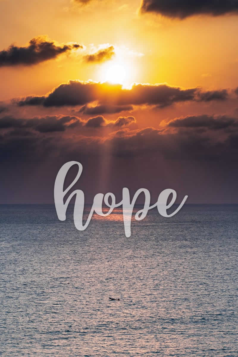 Sunrise with word: Hope